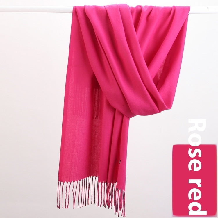 Pure Color Warm Keeping Scarf All-match Cashmere Shawl