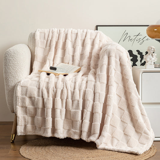 Thickened Sofa Cover Blanket Checkered Jacquard Nap Wool Blanket