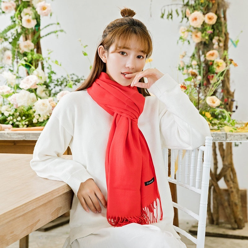 Pure Color Warm Keeping Scarf All-match Cashmere Shawl