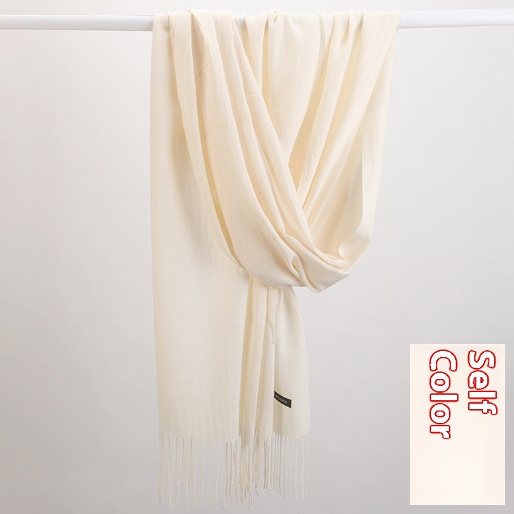 Pure Color Warm Keeping Scarf All-match Cashmere Shawl