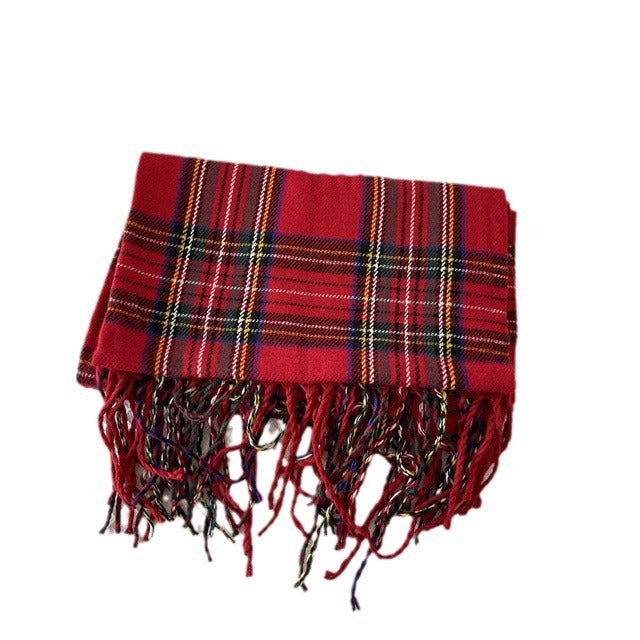 Red Check Pattren All-match Warm Scarf