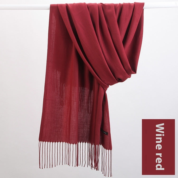 Pure Color Warm Keeping Scarf All-match Cashmere Shawl