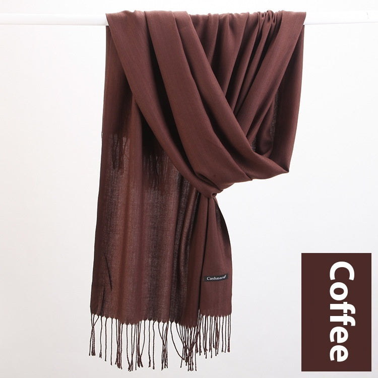 Pure Color Warm Keeping Scarf All-match Cashmere Shawl