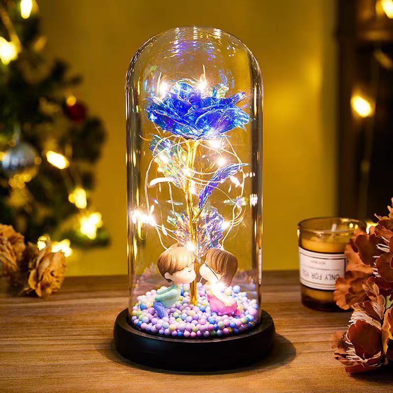 Eternal Rose LED Light Foil Flower In Glass Cover Night Lights Valentines Day Gifts Lamp Decor For For Home Bedroom Wedding Gift Valentine's Day Gifts