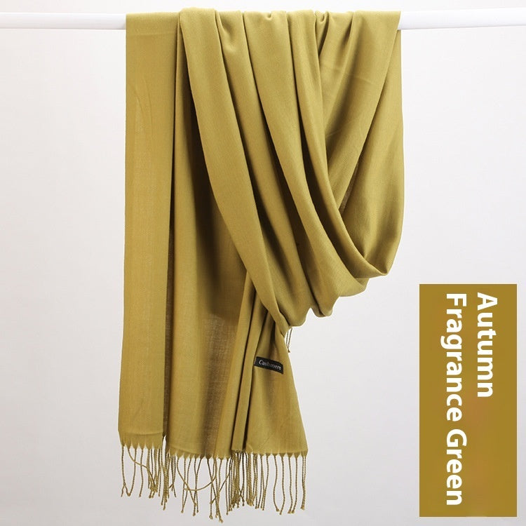 Pure Color Warm Keeping Scarf All-match Cashmere Shawl