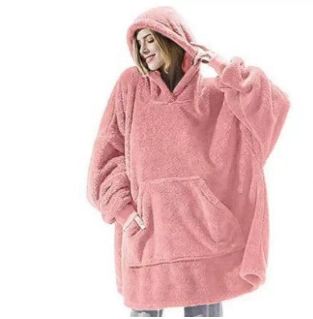 Hoodie Sweatshirt With Big Pocket Tops Sweater Comfortable Loose Double-Sided Fleece Thicker Wearable Blanket