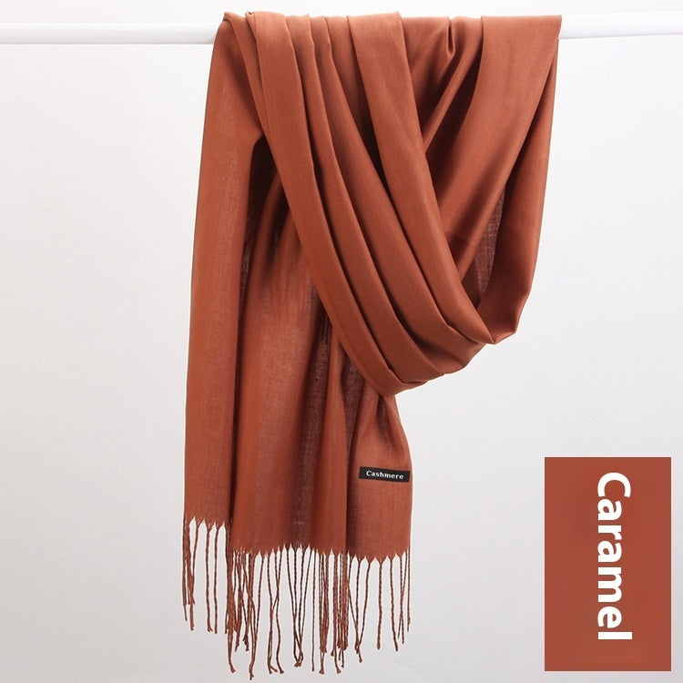 Pure Color Warm Keeping Scarf All-match Cashmere Shawl