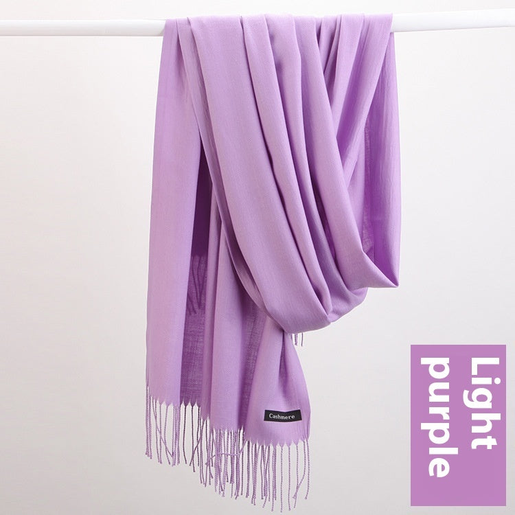 Pure Color Warm Keeping Scarf All-match Cashmere Shawl