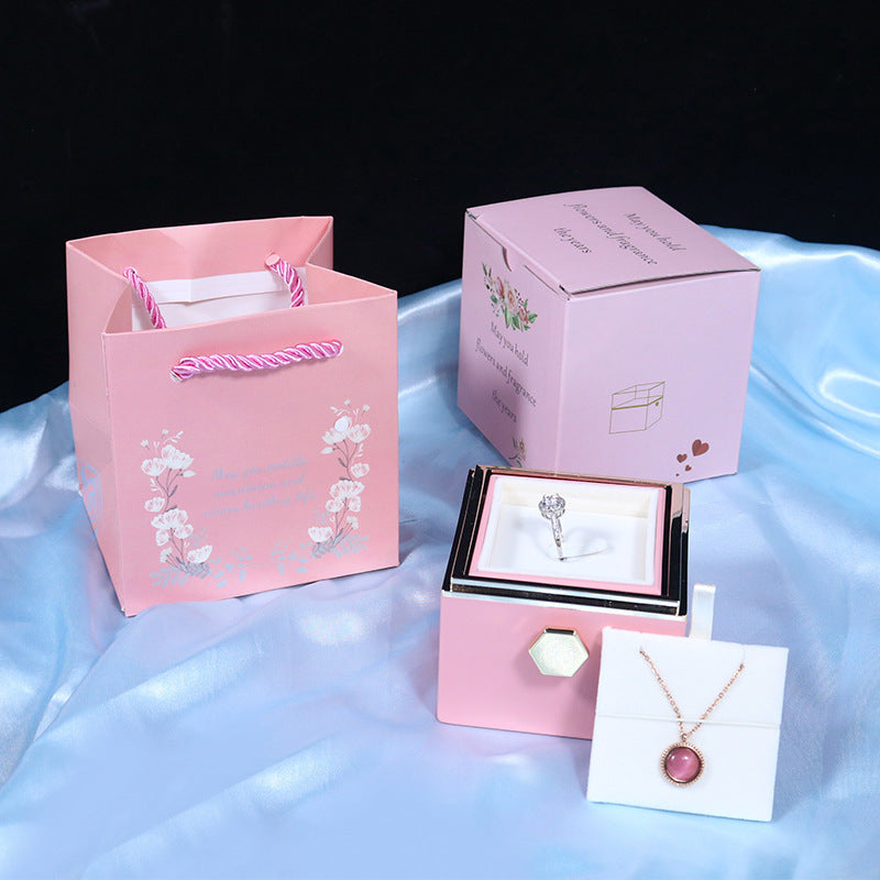 Rotating Soap Flower Rose Gift Box Creative Rotating Rose Jewelry Packaging Box Valentine's Day Gift For Women