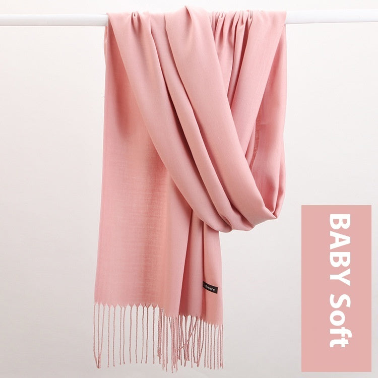 Pure Color Warm Keeping Scarf All-match Cashmere Shawl